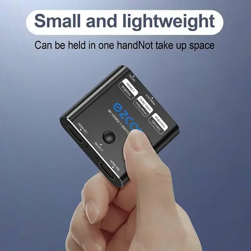 HDMI-переключатель 8K60 Гц 2 входа 1 выход, 4K120 Гц 2X1 с кнопочным переключателем, поддерживает 48 Гбит/с, CEC, ARC - фото 2