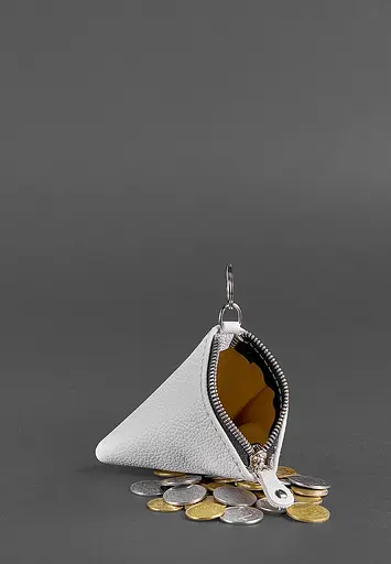 Жіноча шкіряна монетниця 2.0 Піраміда біла - фото 3