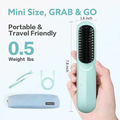 Беспроводной выпрямитель для волос с щеткой - Webeauty Porta - Mini Travel Dual Voltage Rechargeable, синий - фото 2