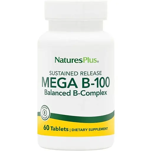 Вітаміни та мінерали Natures Plus Mega B-100, 60 таблеток