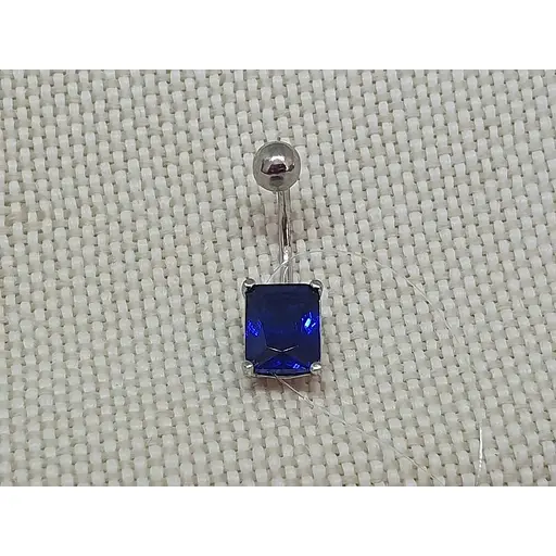 Серебряная серьга для пирсинга пупка с фианитами. 7028.3С - фото 4