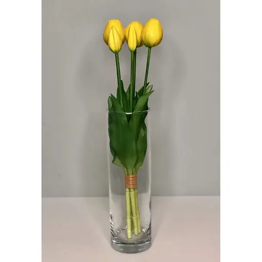 Тюльпани штучні Hvoya Real Touch латексні букет із 5 бутонів жовті - фото 2