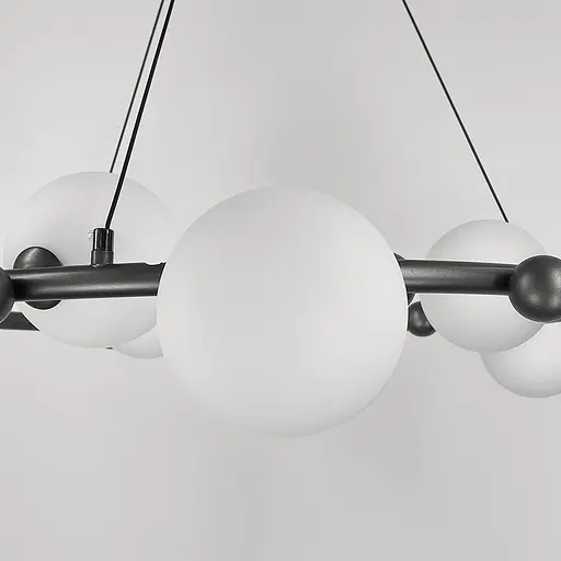 Кольцевая люстра с 12 белыми плафонами Ø 100 см | Line F | Ст. MJ295/12 BK+WT - фото 3