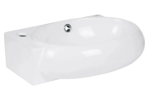 Комплект Qtap Leo: Раковина подвесная овальная левая 430x285x160 мм White + Донный клапан PU02O (QT11115011LWN47332) - фото 3