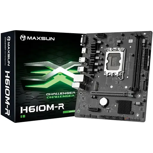 Материнская плата Maxsun LGA1700, Challenger H610M-R V2, H610, 2xDDR4, Int.Video (CPU), 3xSATA3, 1xPCI-E 16x 4.0, 1xPCI-E 1x, M.2 3.0, RTL8111H, 2xUSB3.2/2xUSB2.0, VGA/HDMI, MicroATX (MS-Challenger H610M-R V2) - фото 3