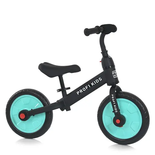 Детский беговел-велосипед MBB 1012-1 Profi Kids 12" EVA-колеса эксцентрик черно-голубой - фото 4