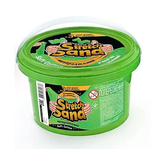 Кінетичний пісок "Stretch Sand" STS-02-01U Danko Toys 400 гр, у відрі (4823102804736) Зелений - фото 1