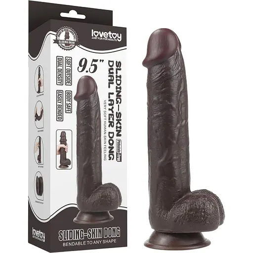 Фалоімітатор LoveToy Sliding Skin 24 см коричневий