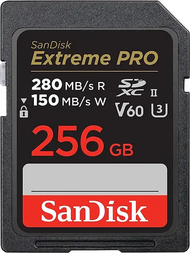 Карта памяти Sandisk 256GB SD Extreme PRO V60 UHS-II 280/150MB/s,V60,C10,UHS-II (SDSDXEP-256G-GN4IN) - фото 1