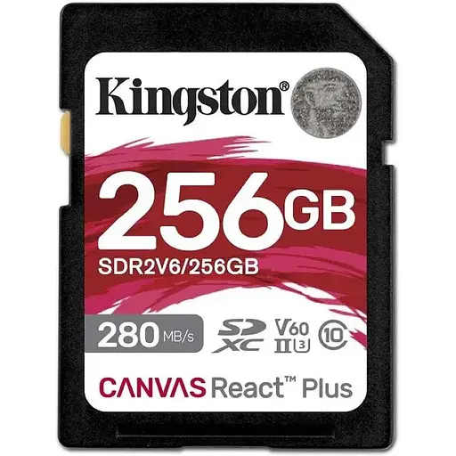 Карта памяти SDXC (UHS-II U3) Kingston Canvas React Plus 256Gb class 10 V60 (R280MB/s, W150MB/s) - фото 1