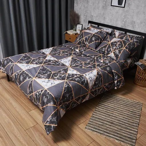 Комплект постельного белья Moon&Star Бязь Gold Люкс Marble Gold King Size 220x240 наволочки 2х40х60 - фото 1