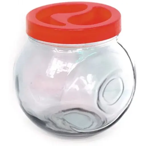 Банка для сипучих продуктів 1200ml червона кришка Wallibuc