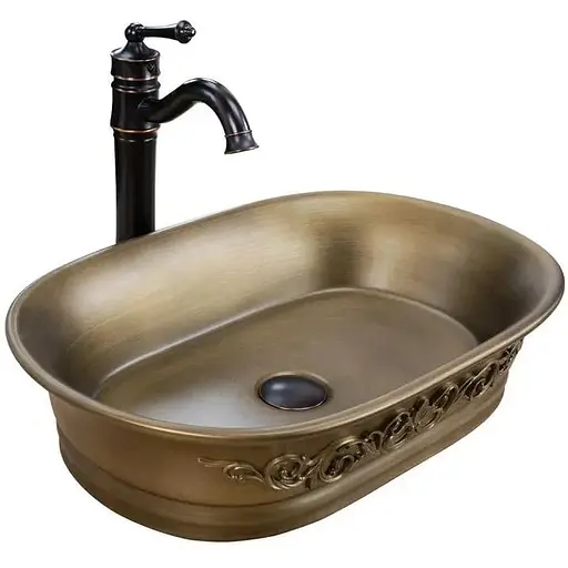 Умивальник Rea Wilma Rustic накладний REA-U3305, Коричневий - фото 1