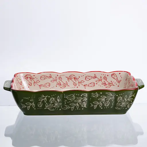 Форма для випікання Vintage 28×17×5 (см) прямокутна форма для випікання в духовці з ручками Зелений Yiwu HM05-10 - фото 7