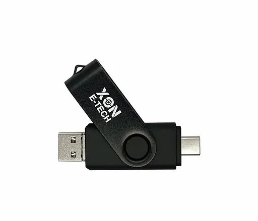 Флеш-накопитель XON FlashDrive MultiConnect 128GB (USB 2.0 + USB Type-C + MicroUSB) Черный (FX2M128PB 7645) - фото 1