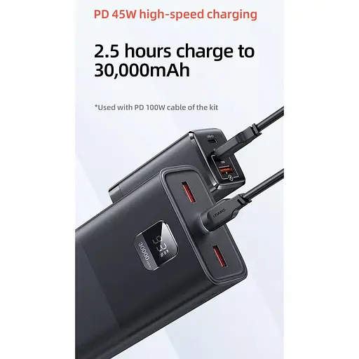 Павербанк Usams Black 30 000 mAh / 65 Вт (ATXLOGTC01) - фото 6