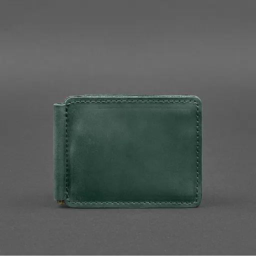 Кожаный портмоне 13.0 зажим Зеленый Crazy Horse - фото 10