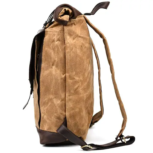 Рюкзак из лошадиной кожи и вощеного канваса ролл-ап TARWA 40х31х13 см sum0028439 - фото 9