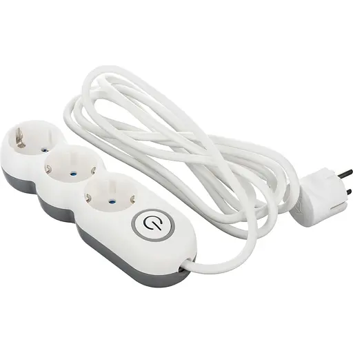 Мережевий фільтр Plus 3хТип F, 3х1мм кв, 10A, 3м, біло-сірий (2E-U03VES3M) - фото 1