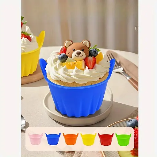 Набор из 10 силиконовых порционных формочек для выпечки кексов и десертов, Kitchen Master Розовый 87347 - фото 5