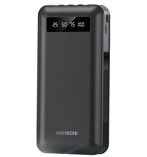 Универсальная зарядная батарея ProTech B-05 Solar 20000Mah + встроенные кабеля + фонарик (Черный)