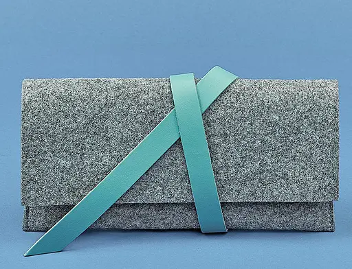 Женский тревел-кейс 1.0 из фетра с кожаными бирюзовыми вставками - фото 1