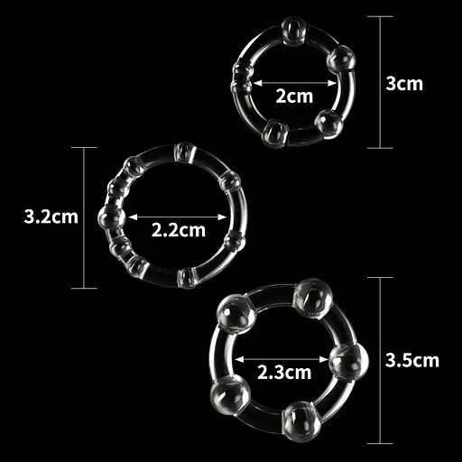 Набор эрекционных колец Lovetoy Triple Beaded Ring Set 3 шт. прозрачный - фото 3