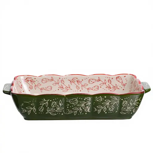 Форма для выпечки Vintage 28×17×5 (см) прямоугольная форма для выпекания в духовке с ручками Зеленый Yiwu HM05-10