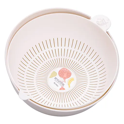 Миска із ситом Yiwu  пластикова 4 л бежевий HP-45-7BE - фото 2