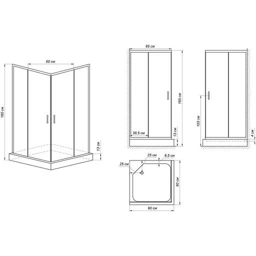 Душевая кабина Bravo Ner 90B. Line 000020452, черный матовый, интимато - фото 9