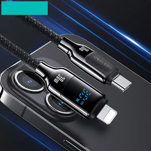 Дата кабель Usams US-SJ741 Digital Display HX Ser. Type-C to Lightning 30W (1.2m) Tarnish - фото 3