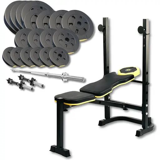 Набор Besport PowerPro 89кг с прямым грифом и скамьей WB-003