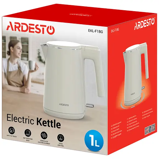 Електрочайник Ardesto EKL-F1BG 1 л подвійні стінки Strix бежевий - фото 7
