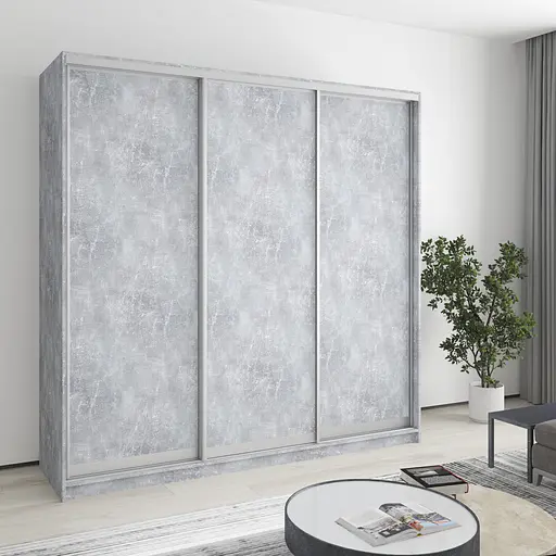 Шафа-купе тридверна MebelStar Комбо AL 3ДСП 210x45x210 см Бетон (MBS-3177)