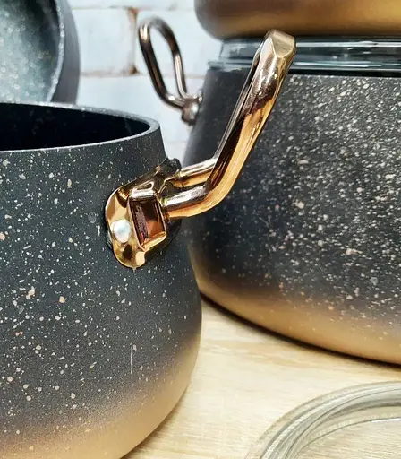 Набір каструль O.M.S. Collection 3041 з гранітно-мармуровим покриттям Бронзовий (Туреччина) - фото 2