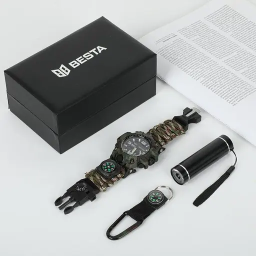 Мужские наручные часы Besta Box Military Light с компасом + подарочный набор - фото 4