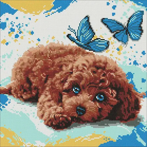 Алмазная мозаика Милый пудель AMO8337, 40х40 см