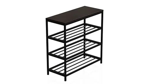 Полиця для взуття Слайм 3 Ferrum-decor 635x630x260 Чорний метал ДСП Венге Магія 16 мм (FRD-105157) - фото 5