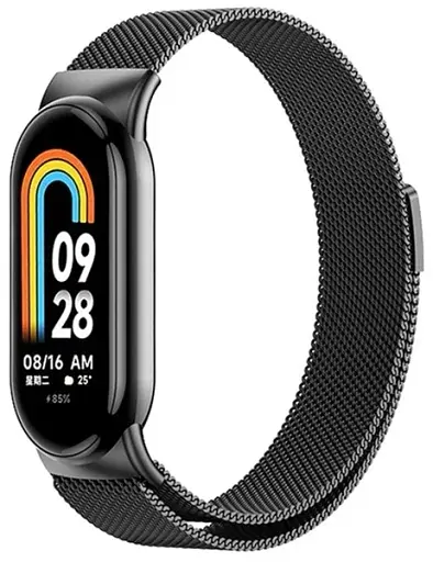 Ремешок металлический на магните для Xiaomi Mi Band 8/9, Melanese Loop, черный - фото 1