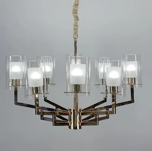 Современный подсвечник в золотом корпусе с двойными плафонами Line.F Количество ламп 8 - фото 3