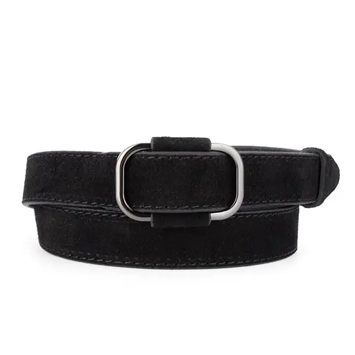 Ремень женский замшевый JK-2548 черный с темной пряжкой (100 см) - фото 1