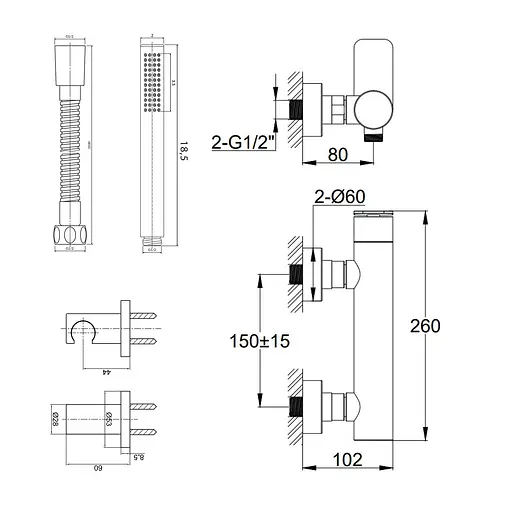 Смеситель для душа Kohlman Wexpo chrome настенный KPL-QW120W Хром - фото 2