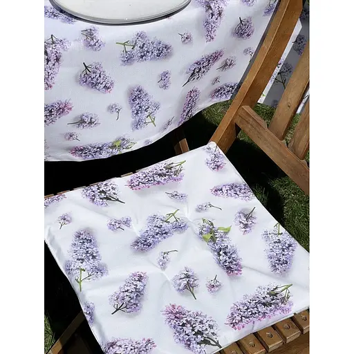 Водоотталкивающая Подушка для стула с 3D принтом Сирень 40х40 см сиреневая 6 шт. - фото 3