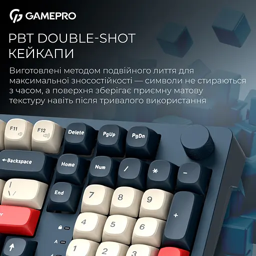 Клавіатура GamePro Asgard Drakkar Keychron Super Red Switch Wireless/Bluetooth/USB Blue бездротова (MK305BL) - фото 14