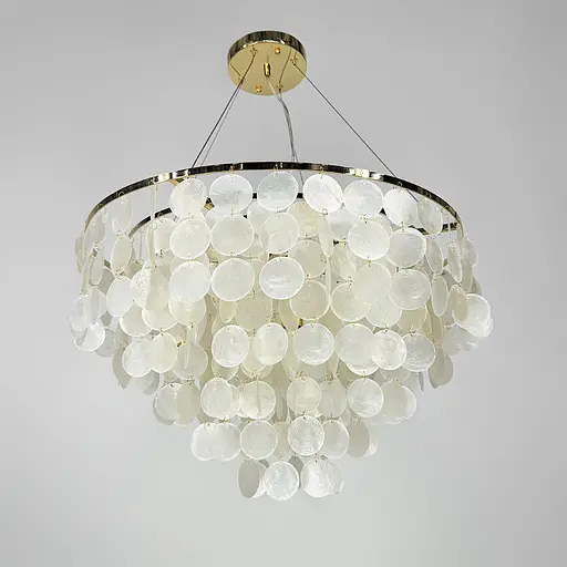 Круглая золотая люстра ATHELIA с перламутровыми пластинами Ø 80 см | Ст. 1537-800 GD | Line F - фото 6