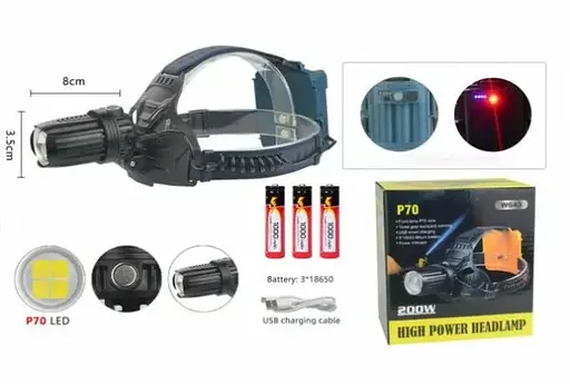 Налобный фонарь Police W643-P70 + ЗУ microUSB - фото 3