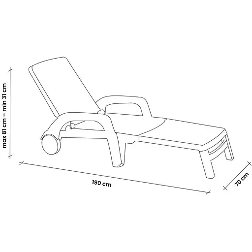 Шезлонг пластиковий Bica Miami, коричневий - фото 6