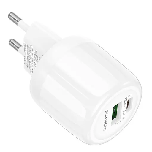 СЗУ Borofone BA94A Lustrous PD30W+QC3.0 (1USB-A/1C) White - фото 3