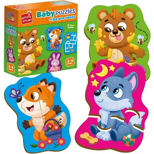 Детские развивающие Картонные пазлы Лесные звери VT1722-26 с игрой - фото 3