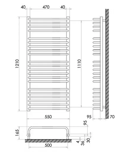 Рушникосушка водяна Heizung WU 21/55 1210х550 - фото 5